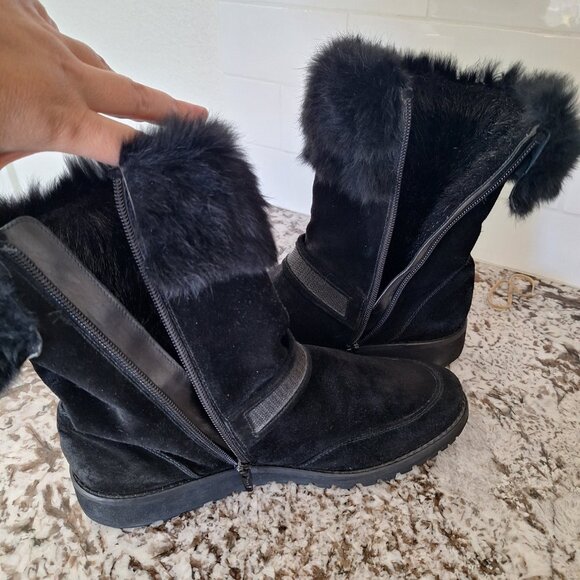 Stuart Weitzman black suede snow boots size 7.5 M‎ - Picture 5 of 9